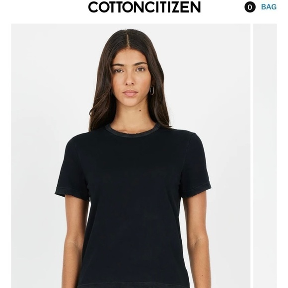 cotton Citizen Black Distressed Basic Short Sleeve TShirt Small - Picture 1 of 7